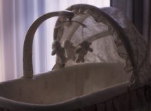 moses basket with musical hanging toy